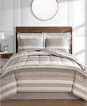 Fairfield Square Collection Taupe Austin Stripe/solid 8 Pc King Comforter Set. Fixed Price $50.00.