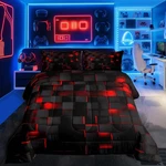 Red And Black Bedding Set Full Size Light Geometric Comforter Kids Boys. Fixed Price $84.99.