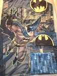 Toddler Bed Size Batman Navy Blue Boy's Comforter W/flat Sheet And Pillowcase. Fixed Price $28.00.