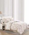 Sunham Ariana 8PC Queen Comforter Set Reverse W/ Sheet Taupe Beige Lattice. Fixed Price $49.95.
