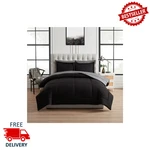 Mainstays All One Reversible Comforter And Sheet Set- 7 Piece, Full, Black. Fixed Price $44.99.