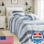 Regency Heights Twin Size Comforter Set 2 Pieces Navy Blue Modern Striped Beddin. Fixed Price $95.84.
