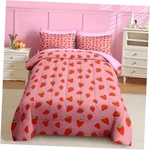 7 Pcs Comforter Set Size, Sweet Pink Fruit Bedding Queen Strawberry. Fixed Price $78.45.