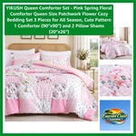 Queen Floral Comforter Set Breathable Patchwork Bedding -round. Fixed Price $64.99.