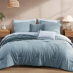 Queen Comforter Set 7 Pieces Dusty Blue Ultra Soft All Seasons Monbix Prewashed. Fixed Price $104.99.