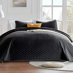 Sleep Zone Casual Reversible Quilt Set With 1 Pillow Sham, Black - Twin 68"X86". Fixed Price $20.89.