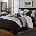 Queen King Size White Black Gray Grey Striped Geo 8 Pc Comforter Set Bedding. Fixed Price $187.90.