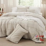 Bedsure Comforter - 4 Pieces Pinch Pleat Set, Beige Queen 01. Fixed Price $62.59.