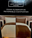 Down Alternative Comforter King White/brown Reversible Amy Miller Home - 102 X86. Fixed Price $39.95.