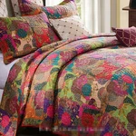 Jewel Red 3P King Quilt Set : Cotton Moroccan Boho Floral Exotic Print Comforter. Fixed Price $139.45.