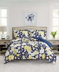 Mytex Aster Floral 2-PC. Reversible Twin Comforter Set, Navy/yellow. Fixed Price $51.30.