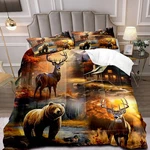 3PCS Bear Deer Comforter Set Queen Size, Elk Moose Mallard Duck Autumn Woodla.... Fixed Price $51.56.