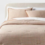 King Traditional Mini Gingham Comforter And Sham Set Camel - Threshold. Fixed Price $39.99.