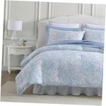 Laura Ashley- Comforter Set, Cotton Reversible Bedding King Bedford Blue. Fixed Price $137.75.