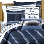 Nautica Huron Bay Blue Stripe 7PC Twin-xl Set Duvet Cover, Sham, Sheets, Pillows. Fixed Price $109.95.