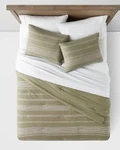 Threshold Twin/twin Ex Long Woven Stripe Comforter & Sham Set Moss Green/white. Fixed Price $39.99.