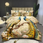 Peacock Bedding Set King Size, Gold Luxury Bird Floral Comforter Adult Wo.... Fixed Price $69.27.