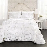 Lush Decor Kemmy Quilt Ruffled Textured 2 Piece Twin Size Bedding Set, White. Fixed Price $64.99.