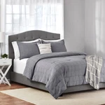 Mainstays Full/queen Comforter Set, All-season, 5-PIECE, Grey Waffle Check. Fixed Price $77.77.