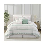 Stratford Park 7 Piece White Green Comforter Set, Queen Size Clipped Bedding .... Fixed Price $135.68.