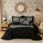 Tache Luxury Bedding Elegant Ruffled Floral Silver Sequin Black Comforter Set. Fixed Price $220.69.