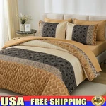 King Comforter Set Striped Bag 7 Pc Soft Boho Bedding Brown. Fixed Price $68.38.