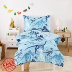 Wake Cloud Dinosaur Toddler Bedding Set 4PC Light Blue Comforter. Fixed Price $34.99.