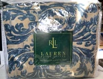 Ralph Lauren Donovan Landing Damask Comforter Cotton Queen Blue 94X90 Vtg. Fixed Price $225.00.