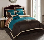 Nanshing Opal Embroidered 8-PIECE Comforter Set Brown/blue California King. Fixed Price $95.99.