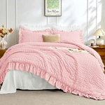 Comforter Queen 3 Pieces Pink Seersucker Lightweight Fluffy Jollyvogue Sets. Fixed Price $74.99.