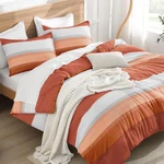 Litanika Burnt Orange King Bed Comforter Set, 3 Pieces Boho Terracotta Stripe. Fixed Price $84.36.