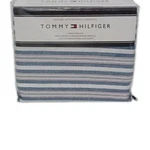 New Tommy Hilfiger 4 Pieces Queen Sheet Set Denim Blue, White And Red Stripes. Fixed Price $59.99.