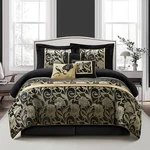 Stratford Park Jacquard 7-PIECE Comforter Bedding Set Black Size Queen. Fixed Price $162.23.