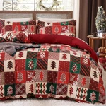 Christmas Duvet Cover Queen - Holiday Bedding Tree Pattern, Red Rev.... Fixed Price $41.77.