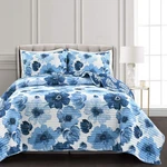 Lush Decor Leah Reversible Floral Quilt Set Full/queen Navy & White 3 Piece. Fixed Price $107.36.