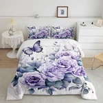 Purple Flower Bedding Set Twin Size Girls Women Butterfly Comforter Fl.... Fixed Price $65.57.