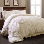 Lush Decor 3 Piece Serena Comforter Set, Ivory Full/queen,. Fixed Price $187.99.