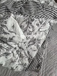 Ikea Kirskal Comforter White Black Floral Ticking Stripe Reversible 104X92. Fixed Price $80.00.
