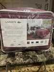 New Lacoste Lindenwood Red Reversible Cotton King Comforter 102 X 96 Inches. Fixed Price $199.00.