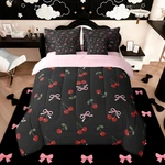 Cute Bows Cherry 7-PIECE King Size Bedding Set Soft Microfiber Comforter. Fixed Price $126.99.