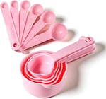 11PC Pink Measuring Cups And Spoons Set Plastic Engraved Baking Tools Dishwasher. Fixed Price $12.81.