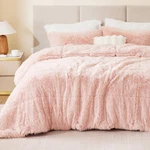 Leena 3-PIECED Blush Polyester King/california Shaggy Long Fur Comforter Se. Fixed Price $106.41.