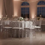 3PCS Chic Stacking Chiavari Clear Chair With Cushions For Weddings & Dining. Fixed Price $199.00.