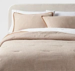 Full/queen Traditional Mini Gingham Comforter And Sham Set Camel - Threshold. Fixed Price $55.00.