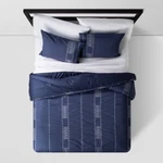 Project 62 Embroidered Stripe Comforter Set King 3PC - Blue W/ White Stitching. Fixed Price $119.99.