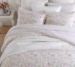Laura Ashley Morning Glory Pink & Green Floral Twin Cotton Comforter Set. Fixed Price $79.99.