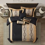 Stratford Park Edward 7-PIECE Bedding Comforter Set, Black Gold, California King. Fixed Price $150.41.