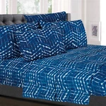 Monroe Blue Zig Zag Printed Geometric 6-PIECE Microfiber Sheet Set. Fixed Price $30.99.
