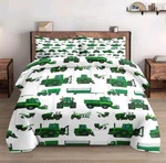 Full Size Comforter Set With 2 Pillowcases, Yellow Farm Tractor Green Vehicle.... Fixed Price $30.79.