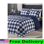 King Size Lightweight Plaid Comforter Set With 2 Pillow Shams - Modern Style. Fixed Price $116.97.